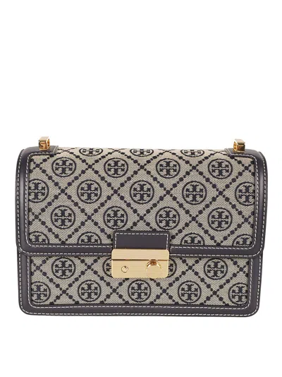 Tory Burch Structured Handbag With Decorative Pattern In Gray