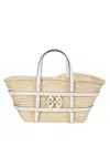 Tory Burch Woven White Leather Crossbody Bag With Iconic Logo In Neutral