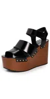 Tory Burch Studded Platform Wedge Sandal In Black
