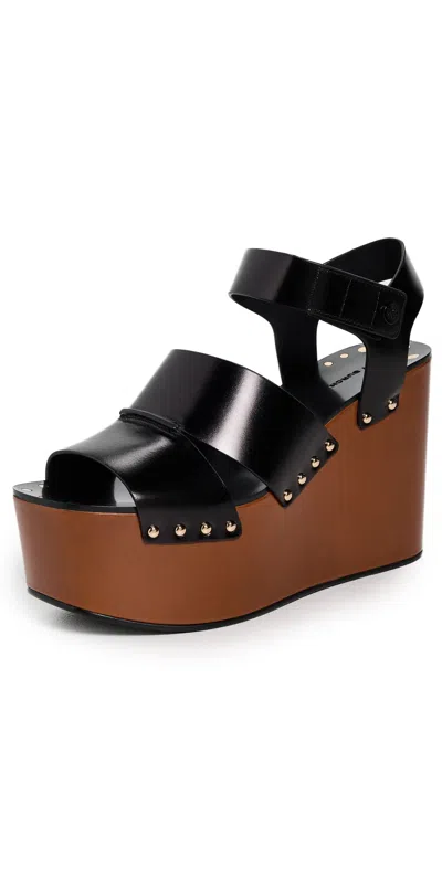 TORY BURCH STUD PLATFORM WEDGES PERFECT BLACK