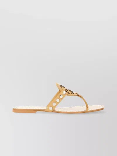 Tory Burch Studded Cut-out Flat Sole Sandals In Neutral