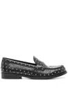 Tory Burch Black Leather Loafers With Small Applied Studs In Black
