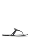 Tory Burch Black Thong Sandals With Logo On The Front And Stud Embellishments In Leather Woman