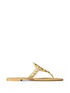 Tory Burch Studded Miller Leather Flat Sandals In Sand