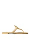Tory Burch Studded Miller Leather Flat Sandals In Neutral