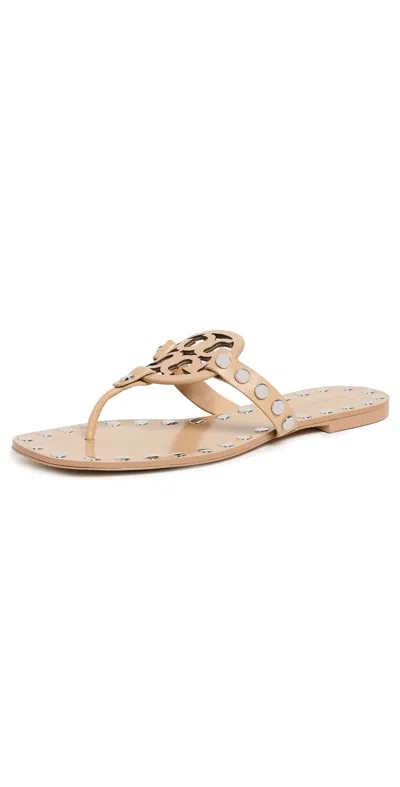 Tory Burch Studded Miller Sandals Cantucci/silver In Multi