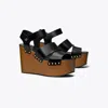 Tory Burch Studded Platform Wedge In Black