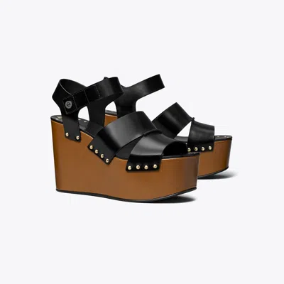Tory Burch Studded Platform Wedge In Black