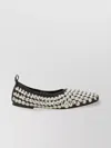 Tory Burch Studded Round Toe Ballerina Shoes With Flat Sole In Neutral