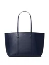 Tory Burch Mini Zipper Pouch Handbag With Leather Shoulder Straps In Blue