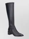 Tory Burch Stylish Round Toe Knee Length Block Heel Boots In Blue