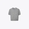 Tory Burch Sublime Wool Mockneck In Steel Slate Melange/light Silver Gray