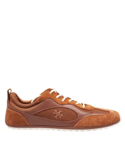 Tory Burch Leather Mesh Panel Trainers In Multi