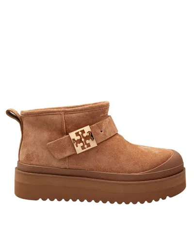 Tory Burch Suede And Shearling Lined Ankle Boot In Brown