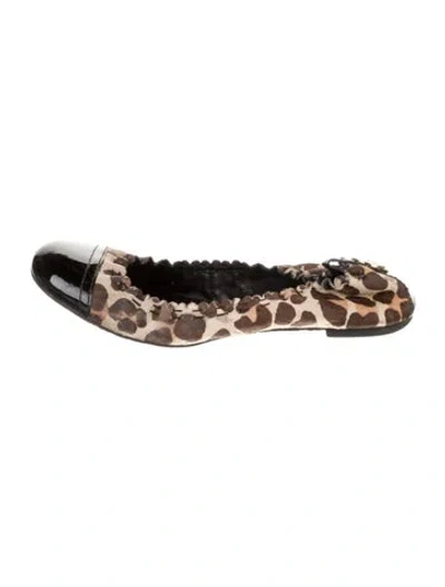 Pre-owned Tory Burch Suede Animal Print Ballet Flats In Neutral