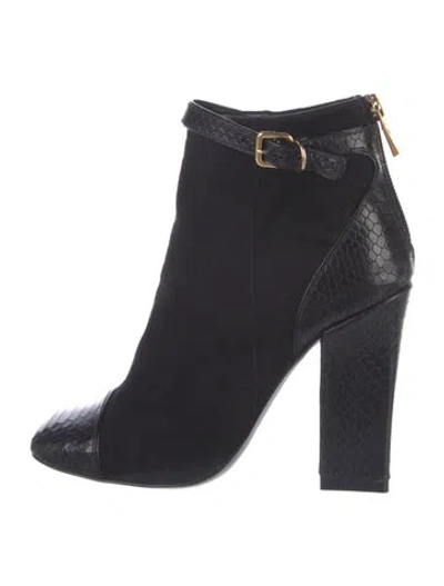 Pre-owned Tory Burch Suede Animal Print Boots In Black