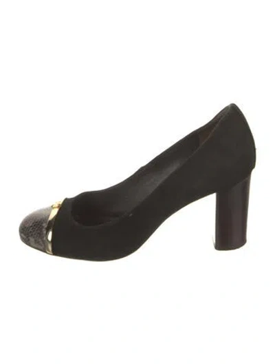 Pre-owned Tory Burch Suede Animal Print Pumps In Black