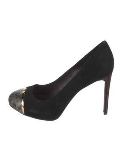 Pre-owned Tory Burch Suede Animal Print Pumps In Black
