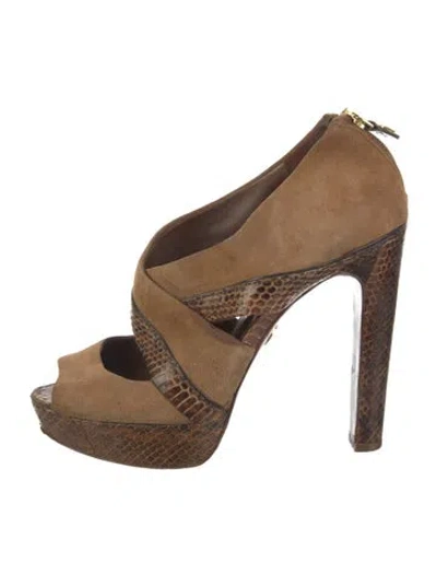 Pre-owned Tory Burch Suede Animal Print Pumps In Brown