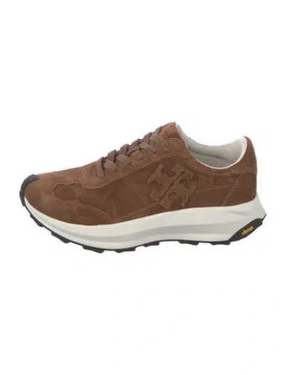 Pre-owned Tory Burch Suede Athletic Sneakers In Brown