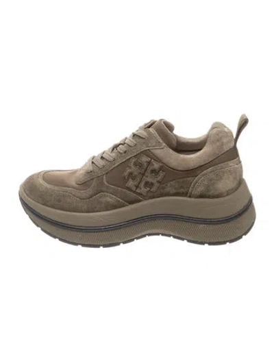 Pre-owned Tory Burch Suede Athletic Sneakers In Green