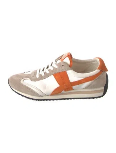 Pre-owned Tory Burch Suede Athletic Sneakers In White