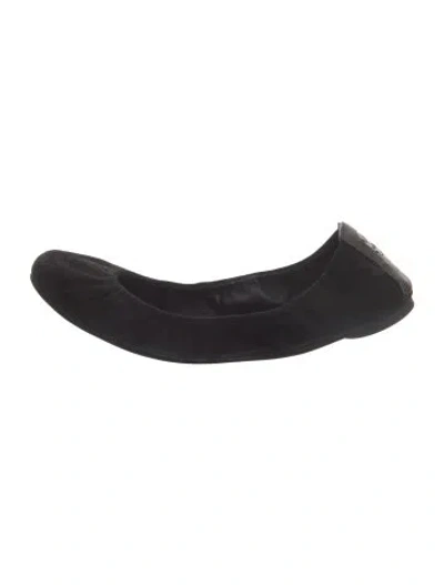 Pre-owned Tory Burch Suede Ballet Flats In Black