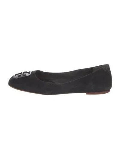 Pre-owned Tory Burch Suede Ballet Flats In Black