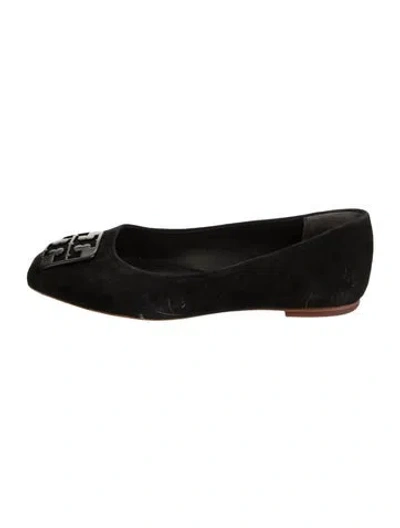 Pre-owned Tory Burch Suede Ballet Flats In Black