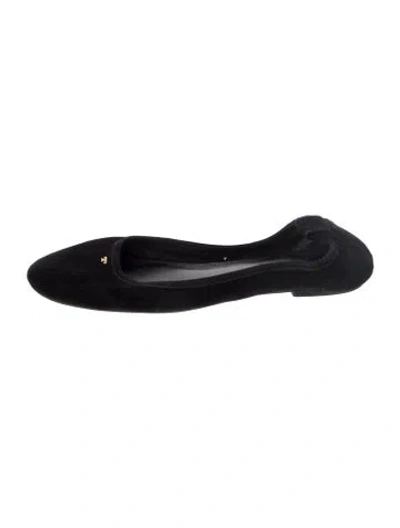 Pre-owned Tory Burch Suede Ballet Flats In Black