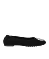 Tory Burch Suede Ballet Flats With Elasticated Back In Black