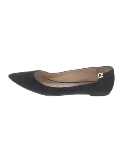 Pre-owned Tory Burch Suede Ballet Flats In Black