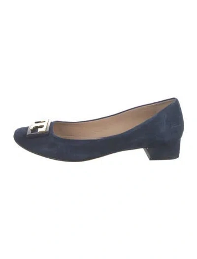 Pre-owned Tory Burch Suede Ballet Flats In Blue