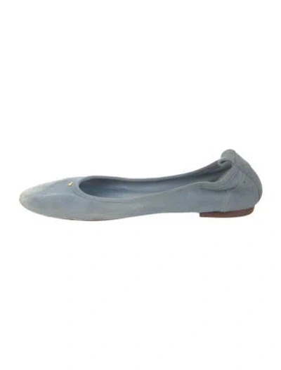 Pre-owned Tory Burch Suede Ballet Flats In Blue