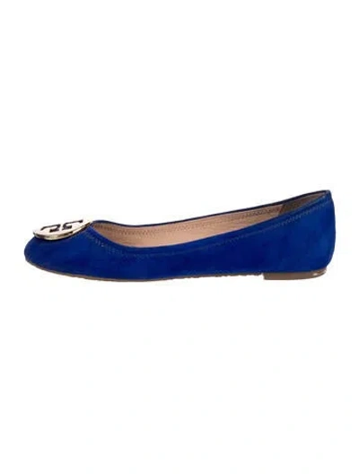 Pre-owned Tory Burch Suede Ballet Flats In Blue