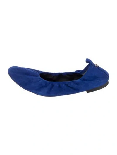 Pre-owned Tory Burch Suede Ballet Flats In Blue