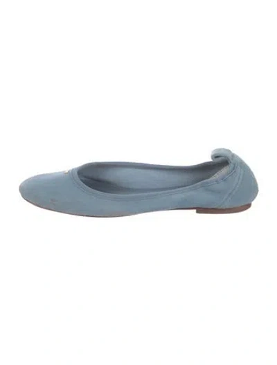 Pre-owned Tory Burch Suede Ballet Flats In Blue