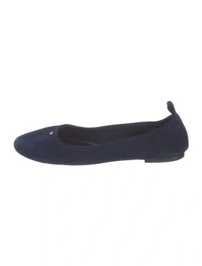 Pre-owned Tory Burch Suede Ballet Flats In Blue