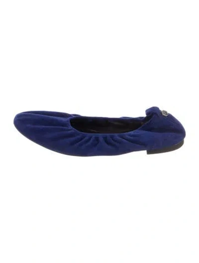 Pre-owned Tory Burch Suede Ballet Flats In Blue