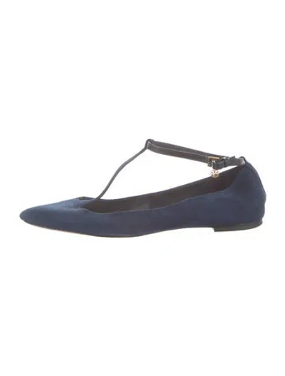 Pre-owned Tory Burch Suede Ballet Flats In Blue