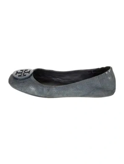 Pre-owned Tory Burch Suede Ballet Flats In Blue