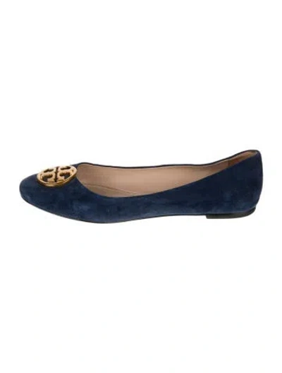 Pre-owned Tory Burch Suede Ballet Flats In Blue