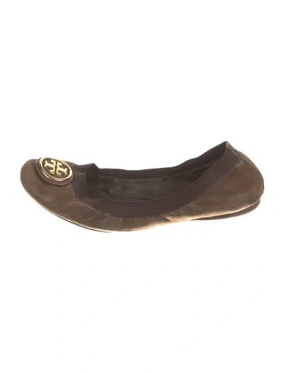 Pre-owned Tory Burch Suede Ballet Flats In Brown