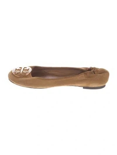 Pre-owned Tory Burch Suede Ballet Flats In Brown