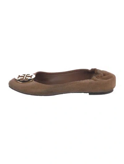 Pre-owned Tory Burch Suede Ballet Flats In Brown