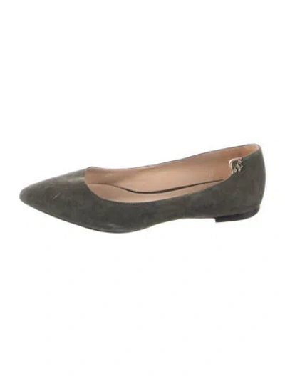 Pre-owned Tory Burch Suede Ballet Flats In Green