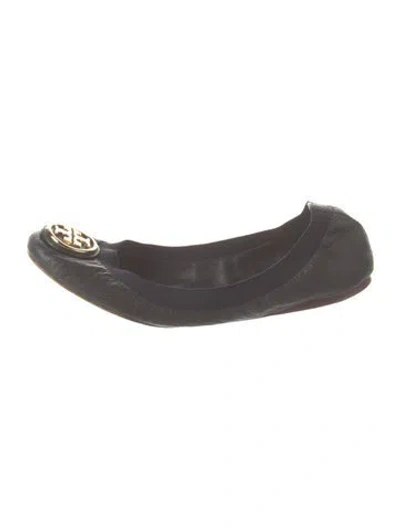 Pre-owned Tory Burch Suede Ballet Flats In Grey