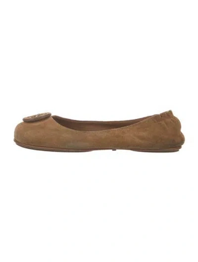 Pre-owned Tory Burch Suede Ballet Flats In Neutrals