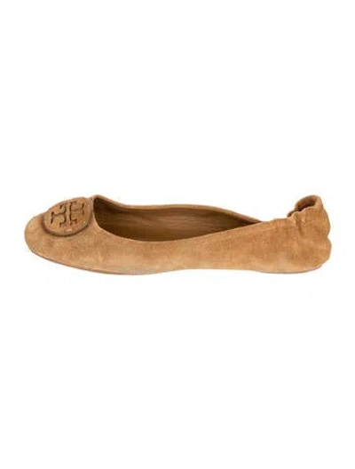 Pre-owned Tory Burch Suede Ballet Flats In Neutrals