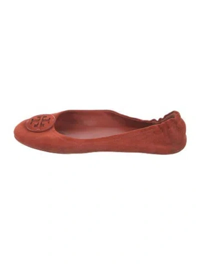 Pre-owned Tory Burch Suede Ballet Flats In Orange